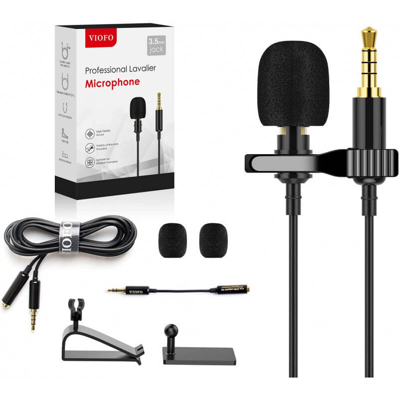 Universal Professional Lavalier Microphone Omnidirectional Mic for  Smartphone, PC, Laptop, Camera, DSLR, Audio Recorder