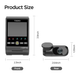 VIOFO A229 Plus 2CH Front and Rear 2K+2K HDR 5GHz Wi-Fi GPS Voice Control  Dual Dash Camera with Sony STARVIS 2 Sensor