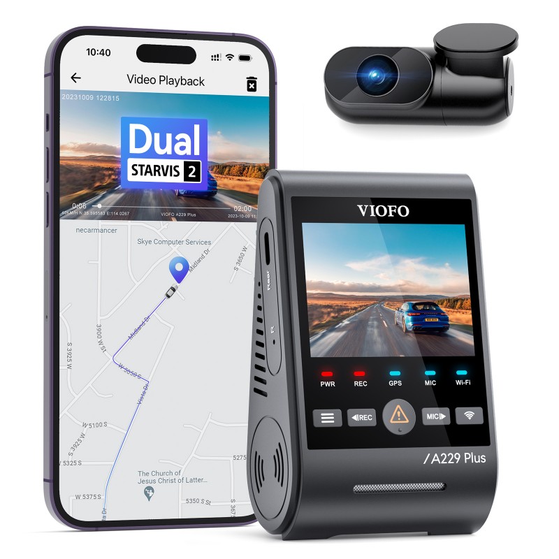 A229 Plus front and rear dash cam