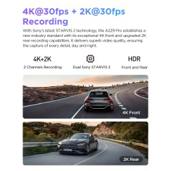 VIOFO A229 PRO 2CH Front and Rear 4K+2K HDR Dual Dashcam with Sony