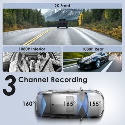 3 Channel Dash Cam for Cars WiFi Camera for Vehicle 1080P