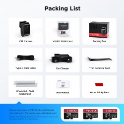 VS1 Dash Cam Packing List
