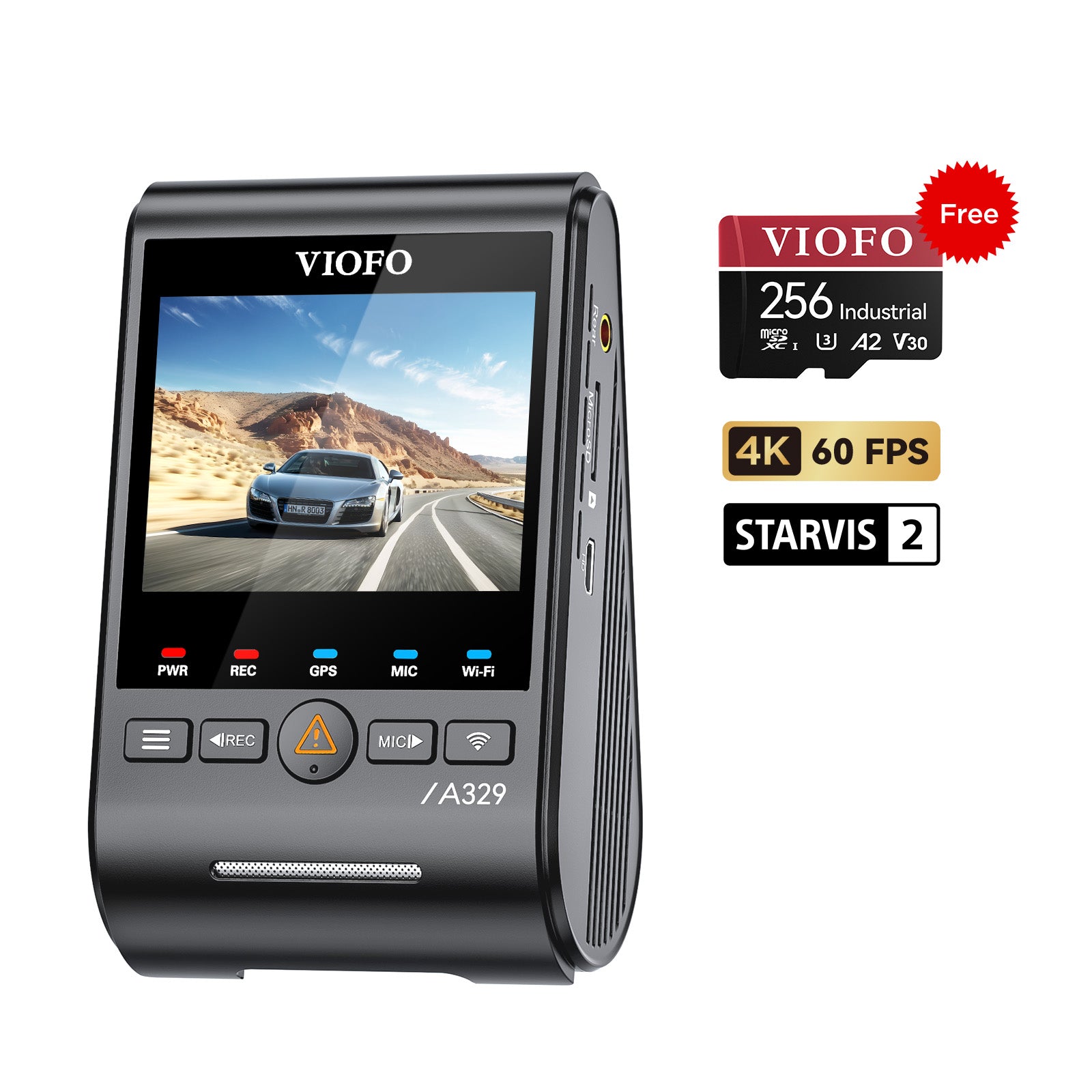 VIOFO A329 1CH Front 4K 60FPS GPS Wi-Fi 6 Dash Cam HDR with Sony STARVIS 2 Sensor Support SSD Storage