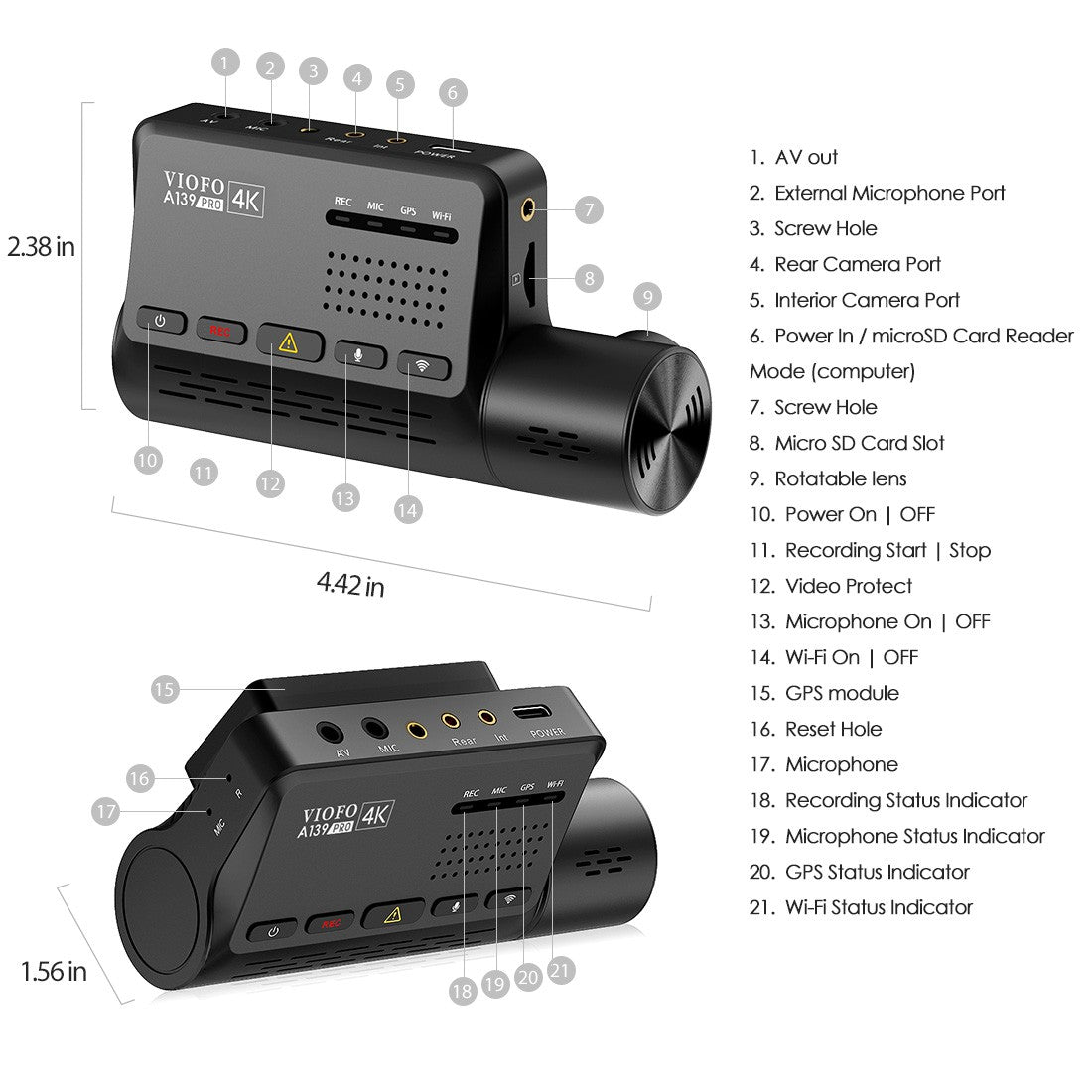 VIOFO A139 PRO 3CH First Real 4K HDR 3 Channel Front+Interior+Rear Dashcam with Sony STARVIS 2 IMX678 Sensor