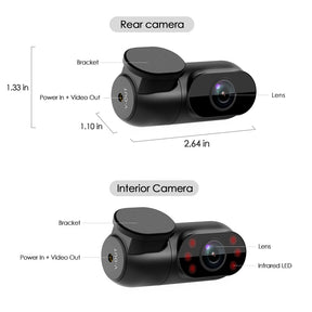 A139 3CH 3 Channel Dash Cam Front 2K 1440P + Interior 1080P + Rear 1080P 5GHz Wi-Fi GPS Dash Camera