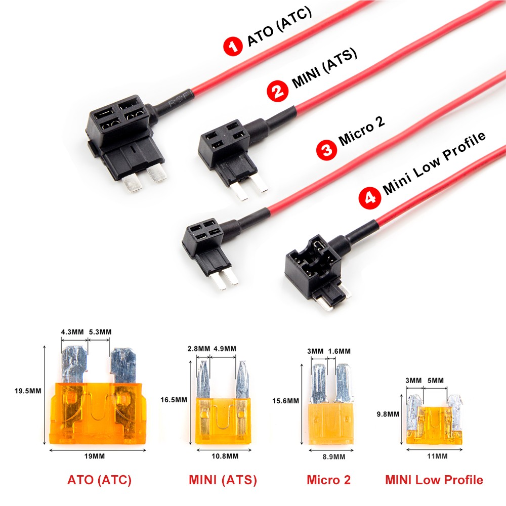 VIOFO 4PCS*2 Packs Circuit Fuse Tap with ATO, Mini, Micro2, Mini Low Profile Adapter Holder