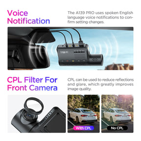 VIOFO A139 PRO 3CH First Real 4K HDR 3 Channel Front+Interior+Rear Dashcam with Sony STARVIS 2 IMX678 Sensor