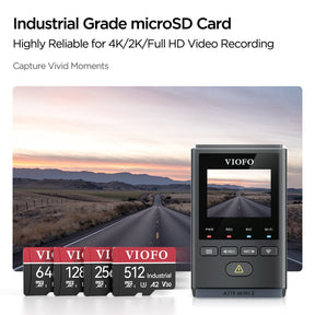 VIOFO Industrial Grade microSD Card, U3 A2 V30 High Speed Memory Card with Adapter,  64GB / 128GB / 256GB  / 512GB Optional