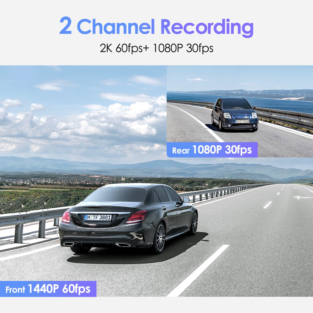 A129 Plus Duo Dual Channel Dash Cam Front 2K 1440P + Rear 1080P with Wi-Fi GPS Dash Camera